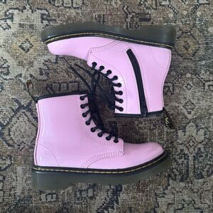DR. MARTENS 1460 Pink Patent Leather Girls Combat Boots Sz 13